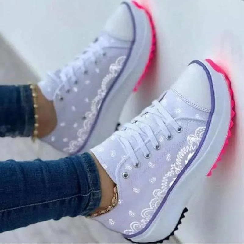 Fashion Pattern Canvas Women Sneakers Casual Sport Shoes