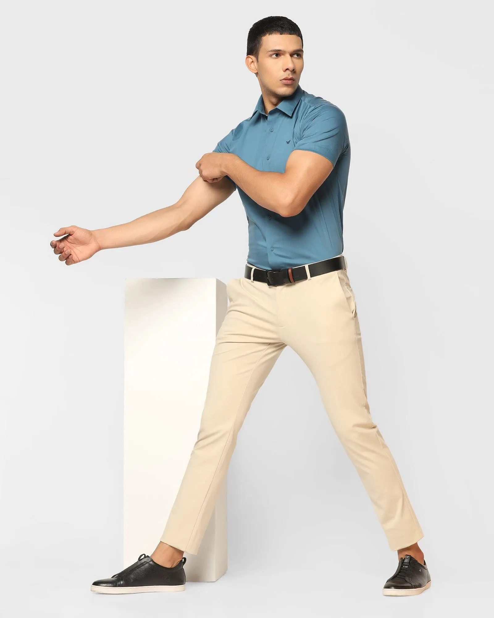 Formal Half Sleeve Teal Solid Shirt - Neil