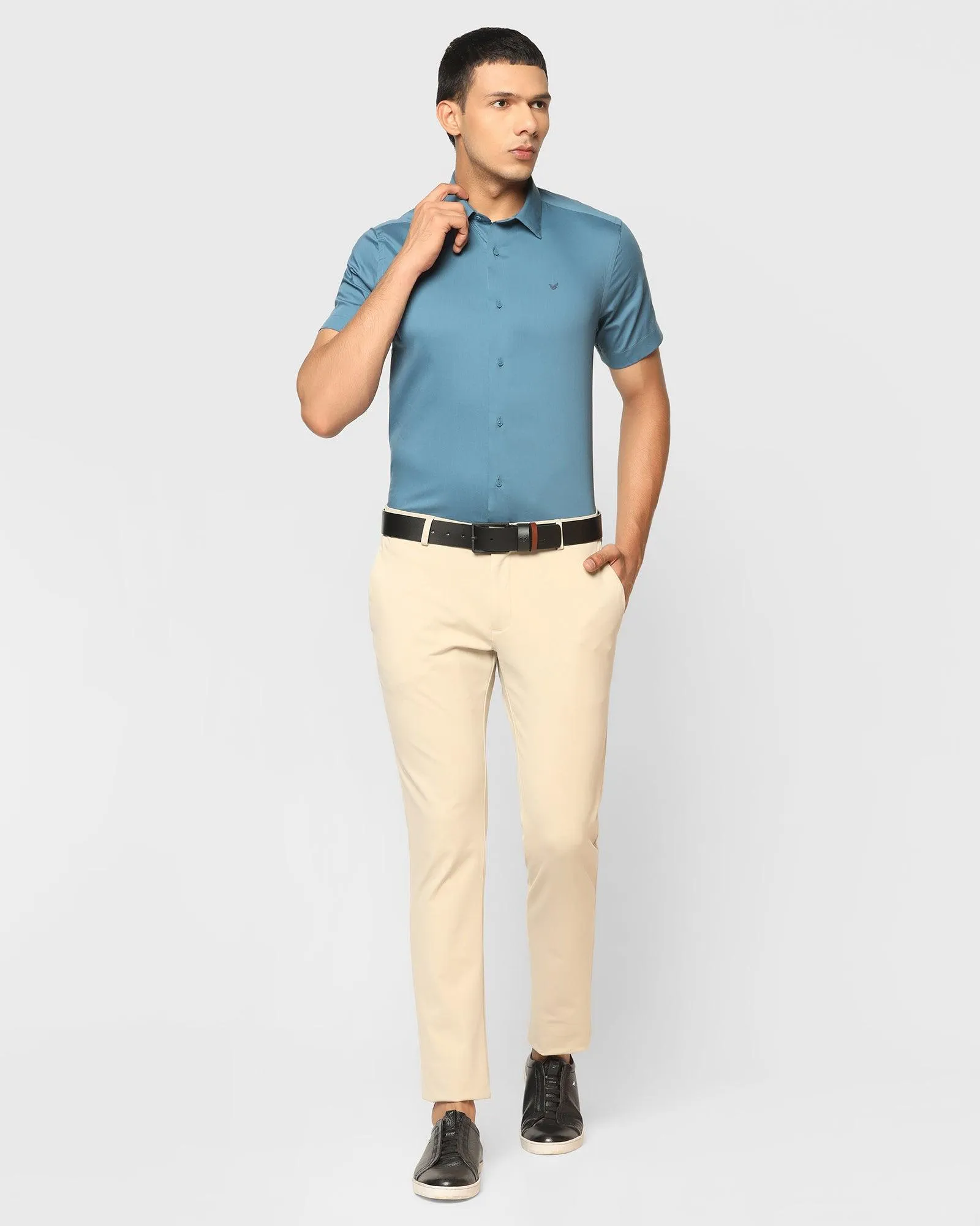 Formal Half Sleeve Teal Solid Shirt - Neil