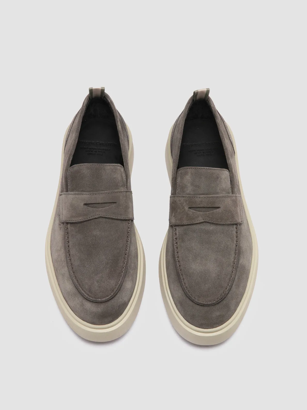 FRAME 001 - Gray Suede Penny Loafers