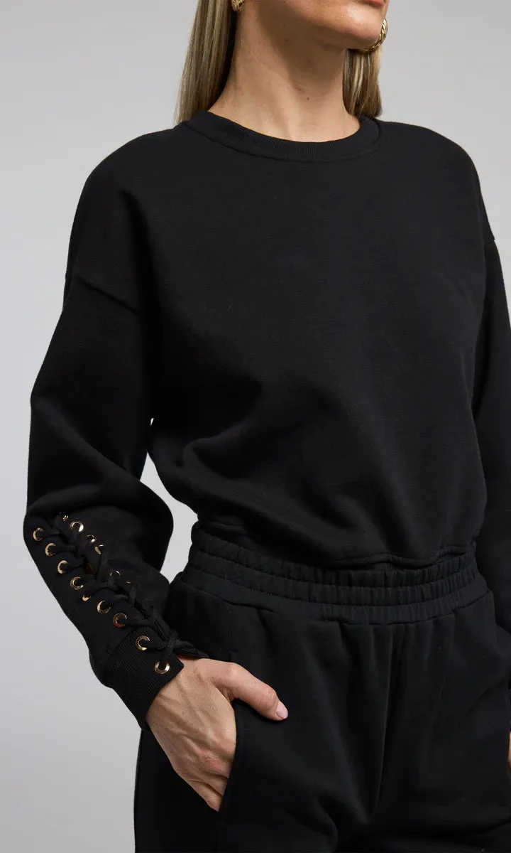 GEN Marley Lace-Up Sweatshirt in Black