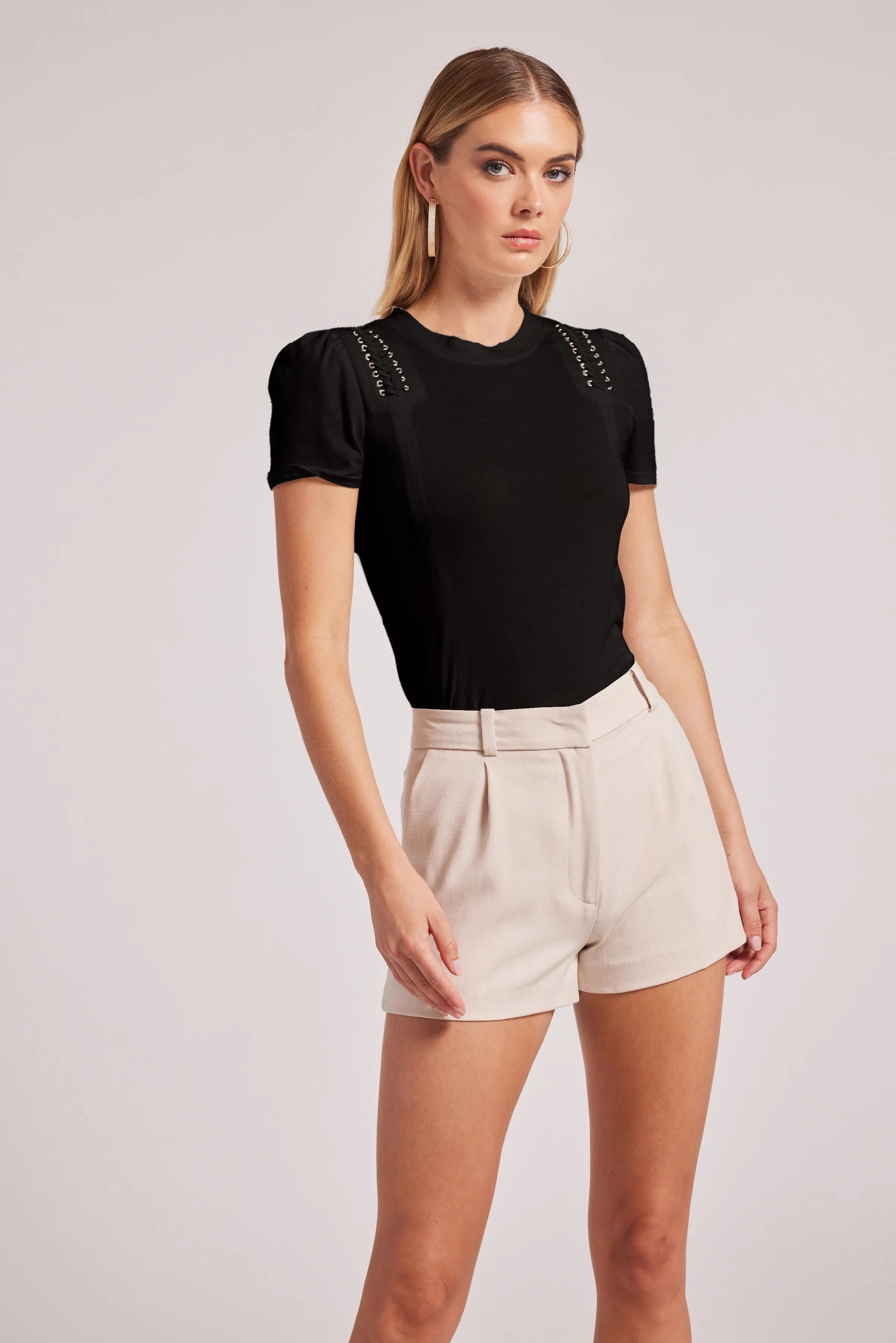 GEN Naia Lace Up Top in Black