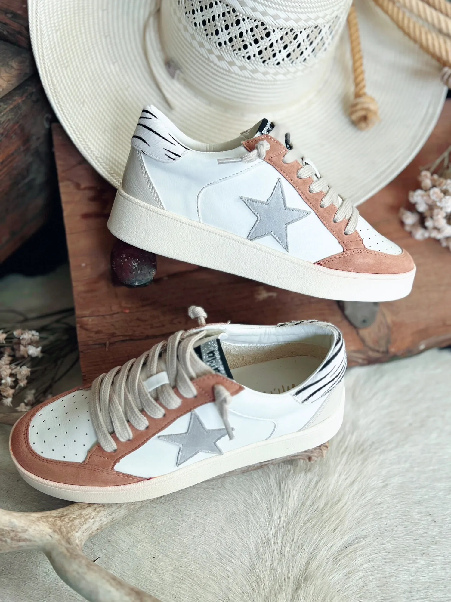 Juniper Taupe Stripe Star Sneakers