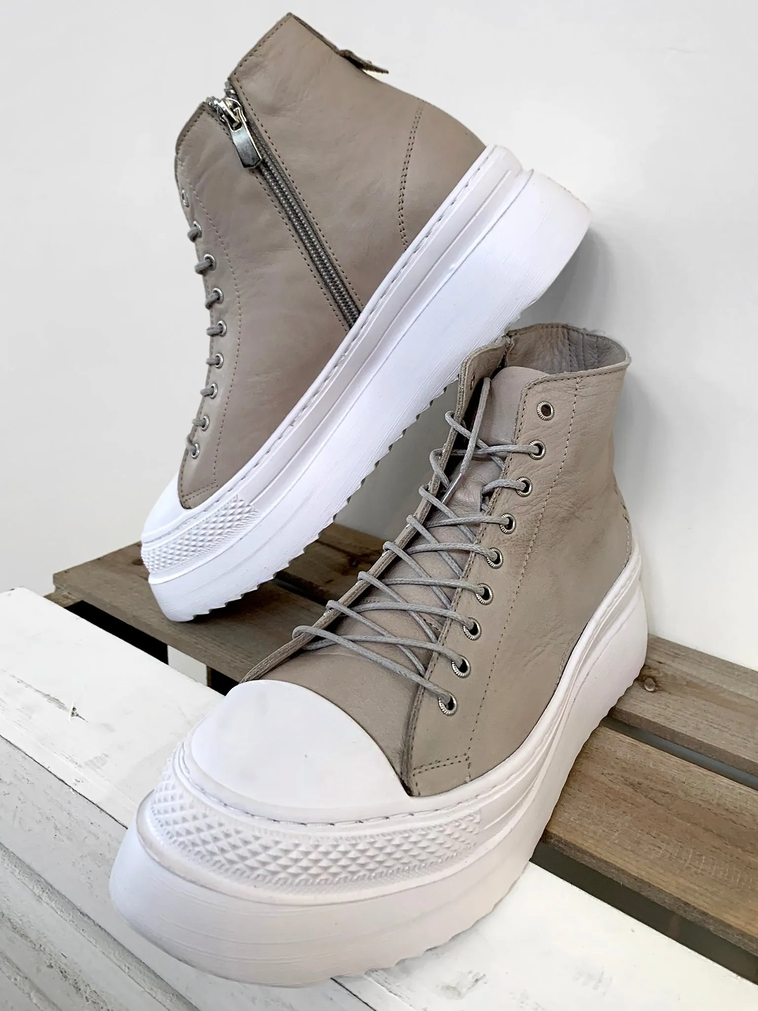 Lace Up Platform Leather Hi-Tops