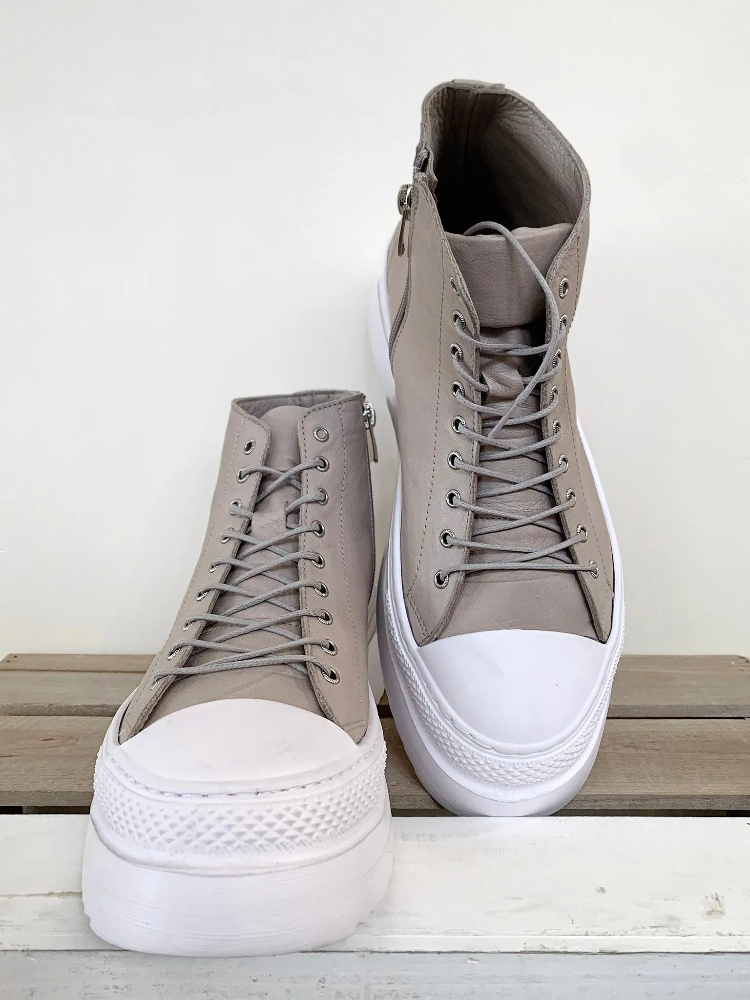 Lace Up Platform Leather Hi-Tops