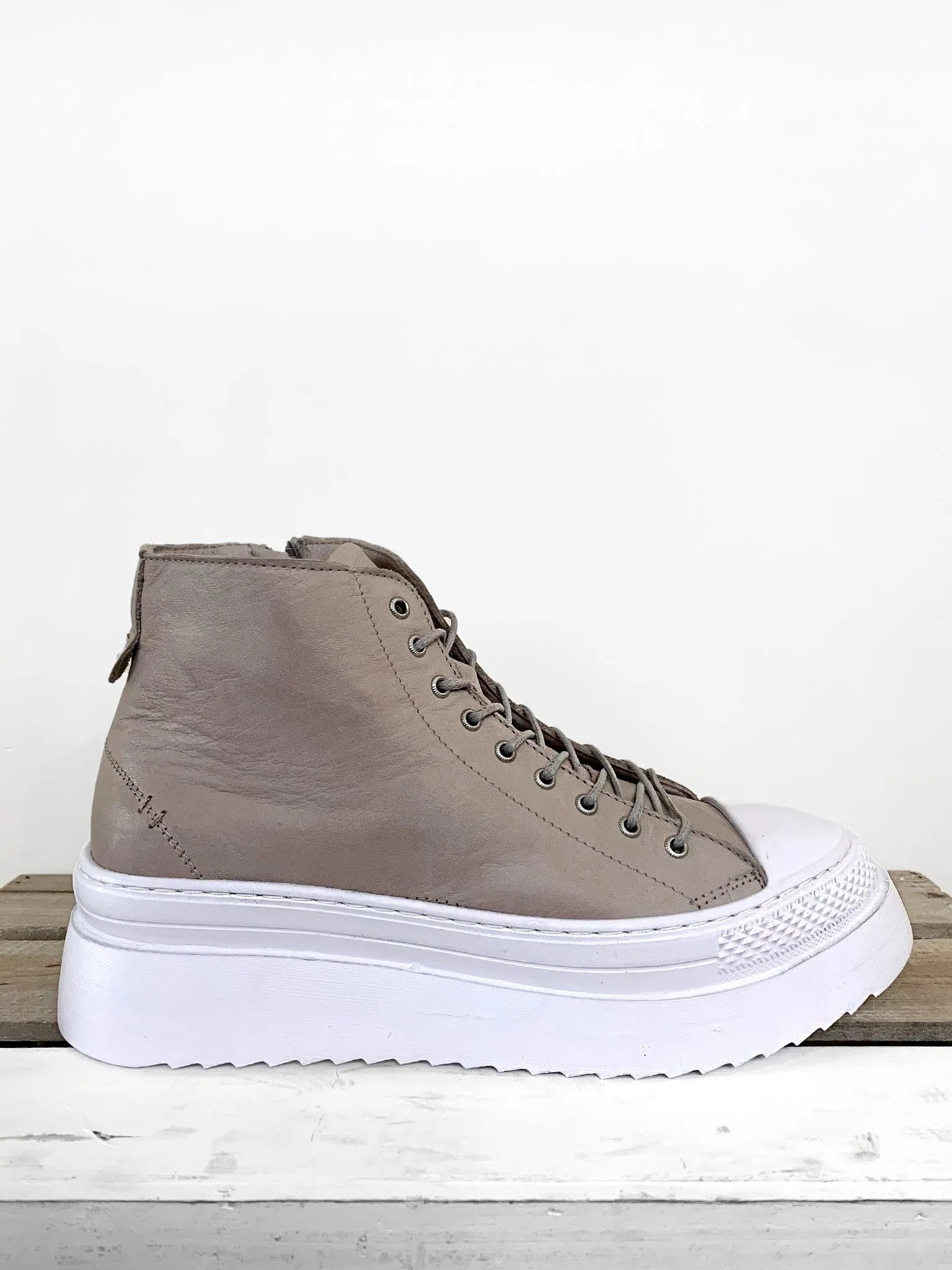 Lace Up Platform Leather Hi-Tops