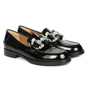 Livia Black Abrasivato Leather Loafer