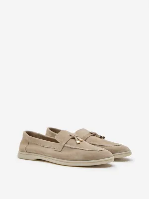 LUNA BLU Ivory Faux Suede Loafers