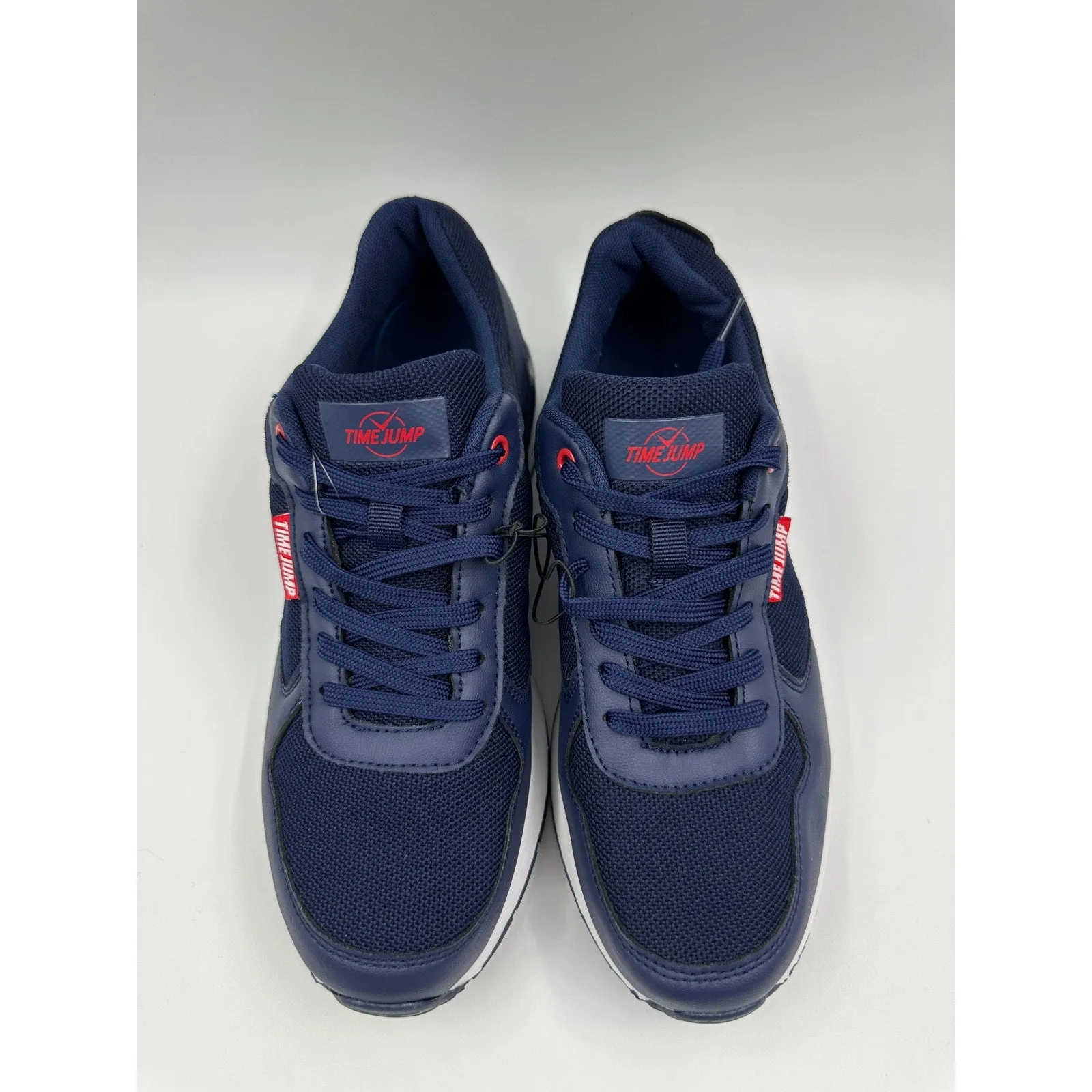 Men's Size 8.5, Navy Sneakers with White and Red Accents, in a 70s Retro Style