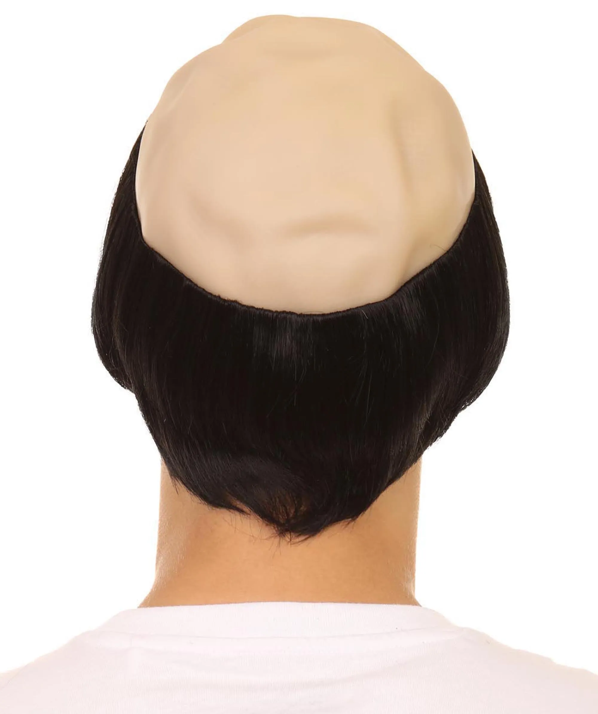 Monk Mens Wig | Black Hair With Bald Cap