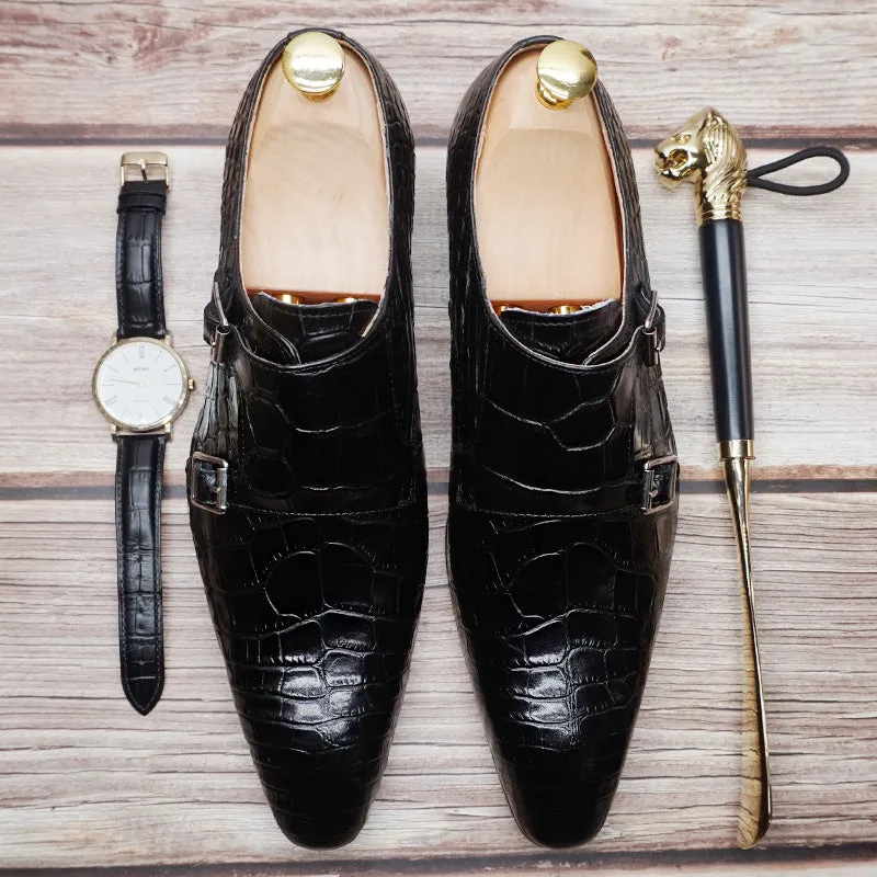 Obsidian Double Monk Strap Shoes