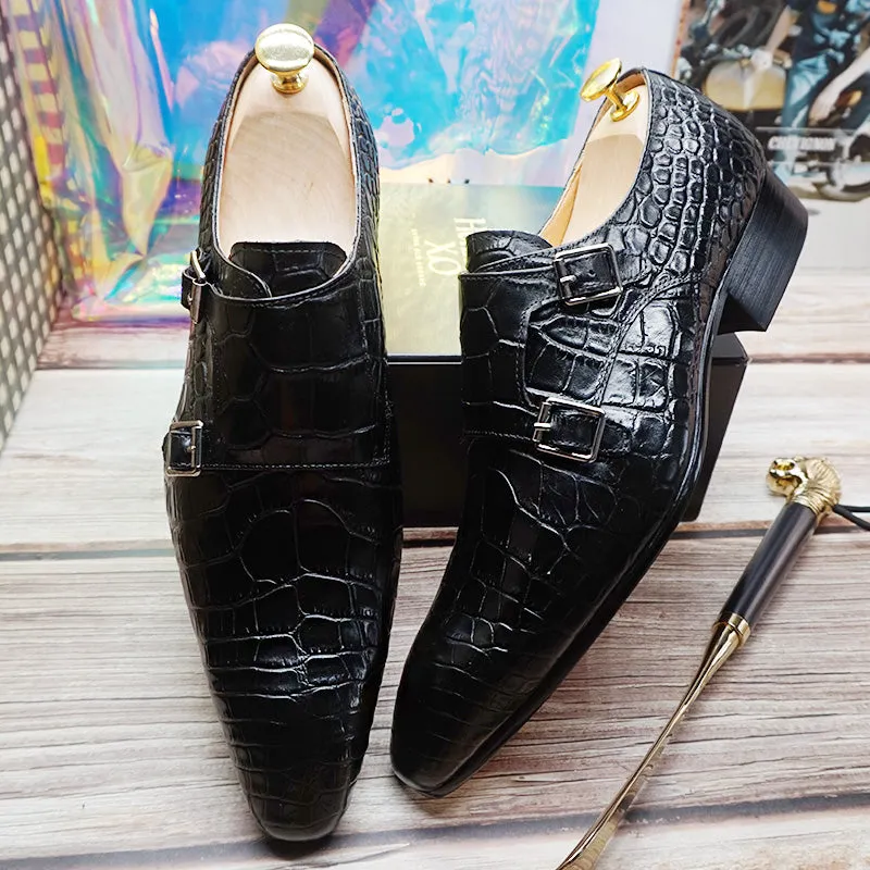 Obsidian Double Monk Strap Shoes