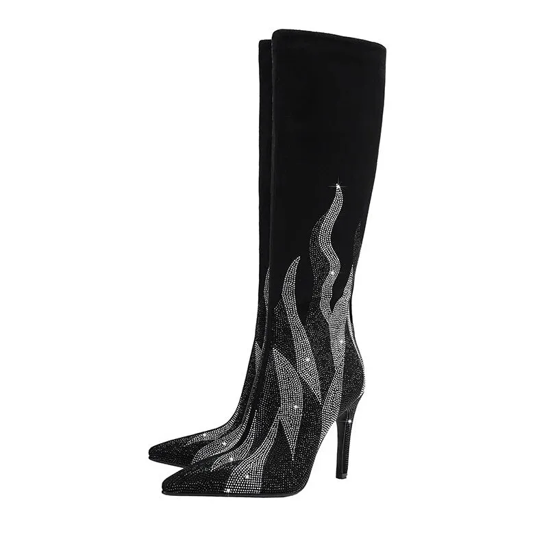 Pre Order:  Silver Flame Pointed Toe Boots