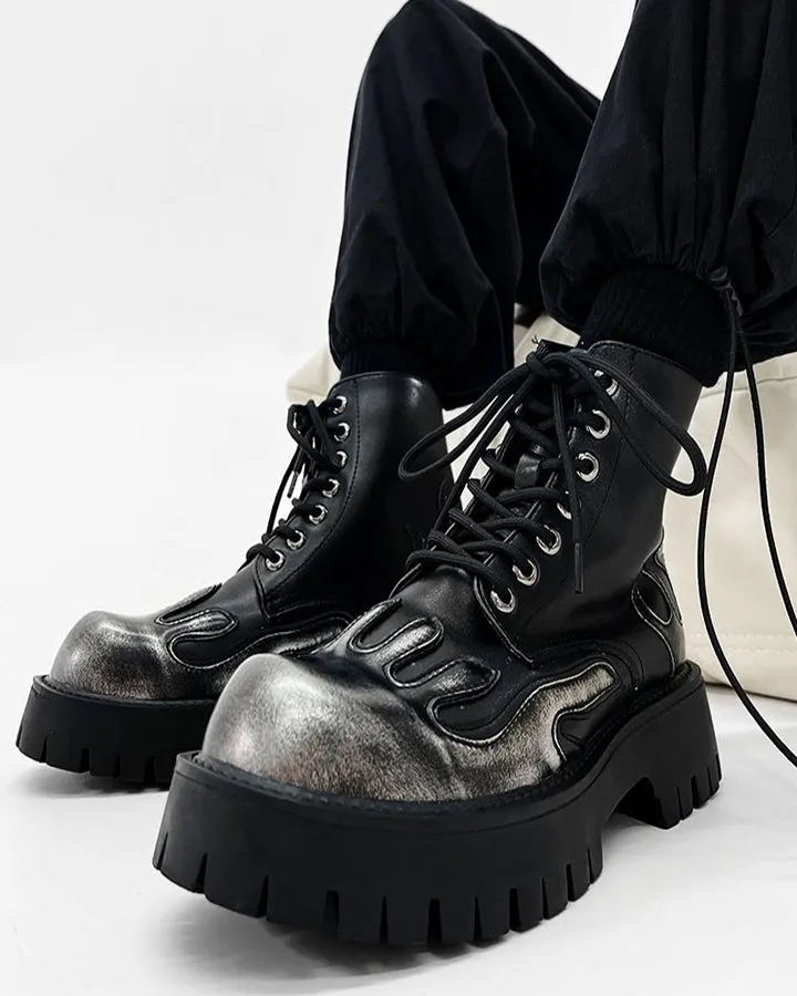 Punk Flame Platform Ankle Boots