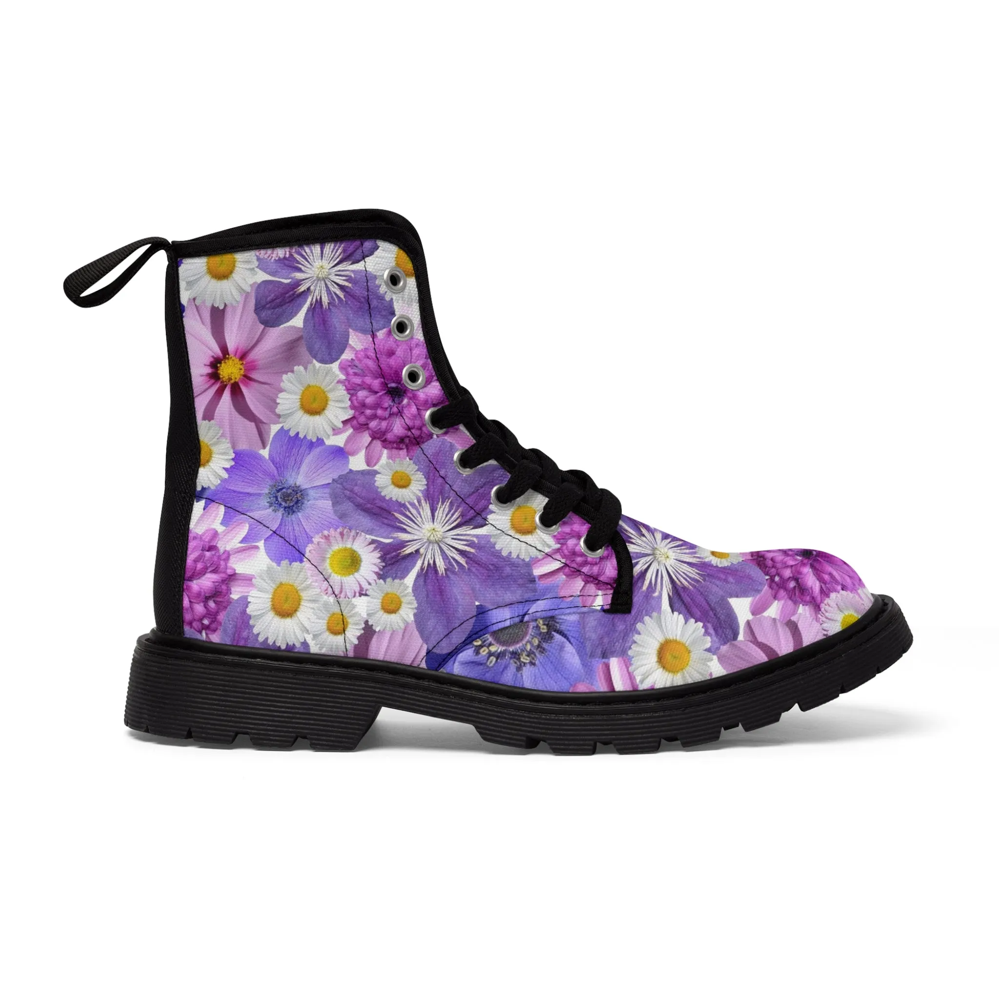 Purple Flowers - Inovax Men's Canvas Boots