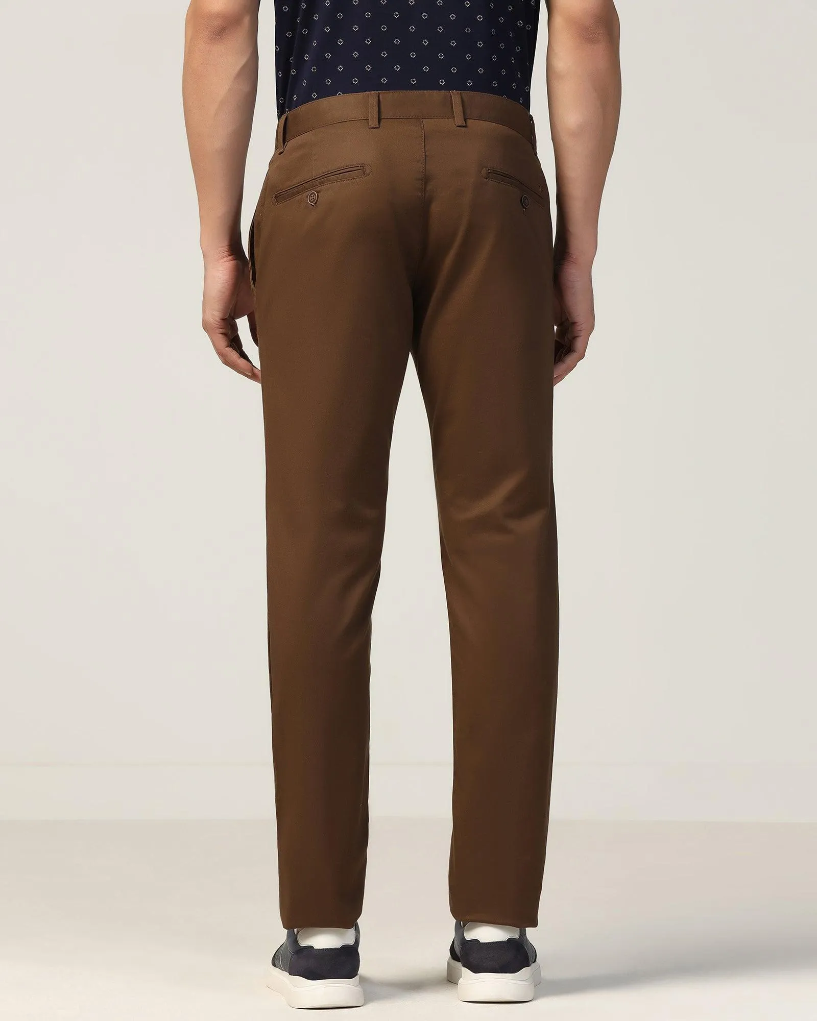 Slim Fit B-91 Casual Brown Solid Khakis - Marico