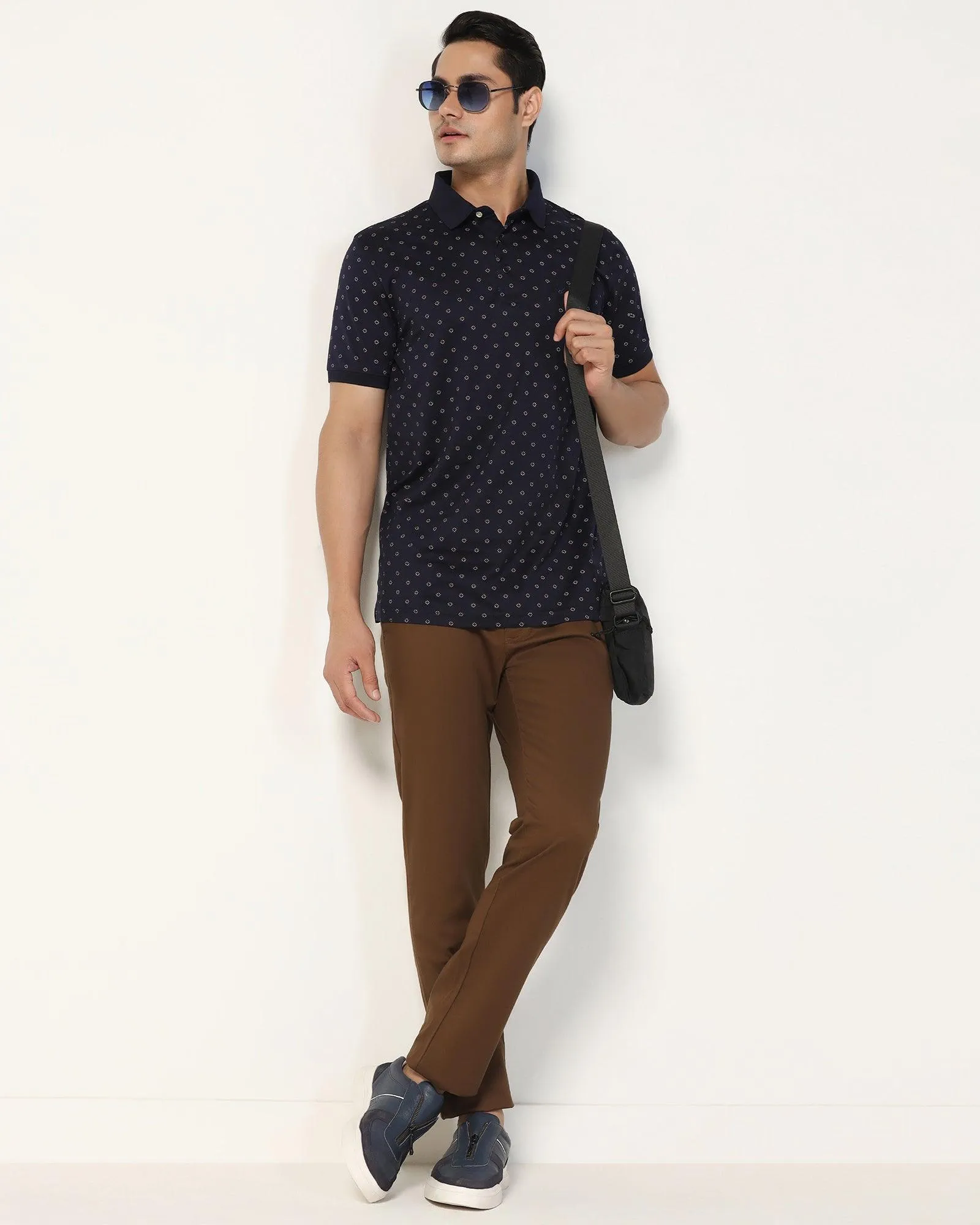 Slim Fit B-91 Casual Brown Solid Khakis - Marico