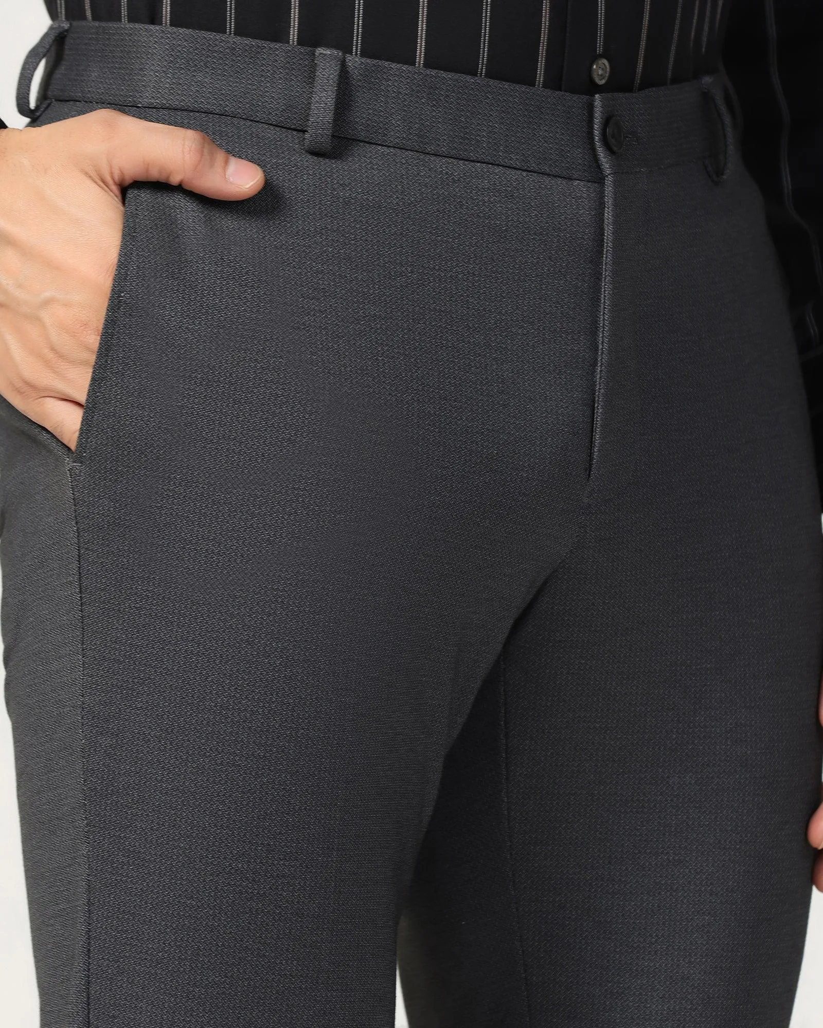 Slim Fit B-91 Formal Black Printed Trouser - Harrier