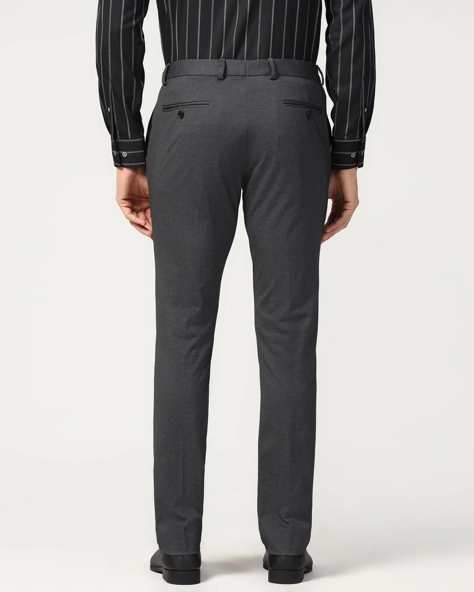 Slim Fit B-91 Formal Black Printed Trouser - Harrier