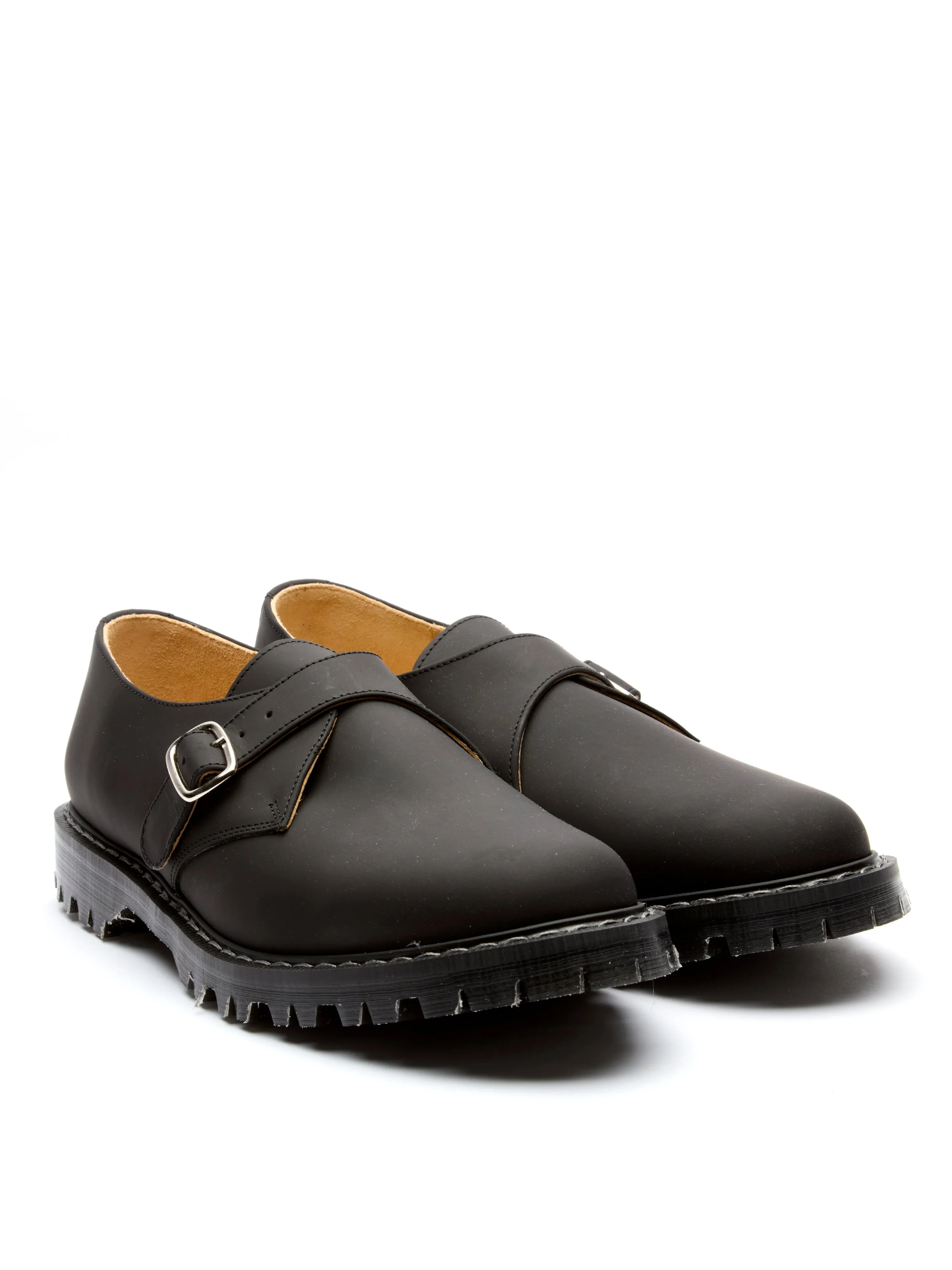 Solovair x Oliver Spencer Monk Strap Shoe Black Greasy