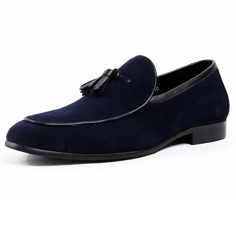 Suede Tasseled Semi Formal Style Business Men Loafers Shoe