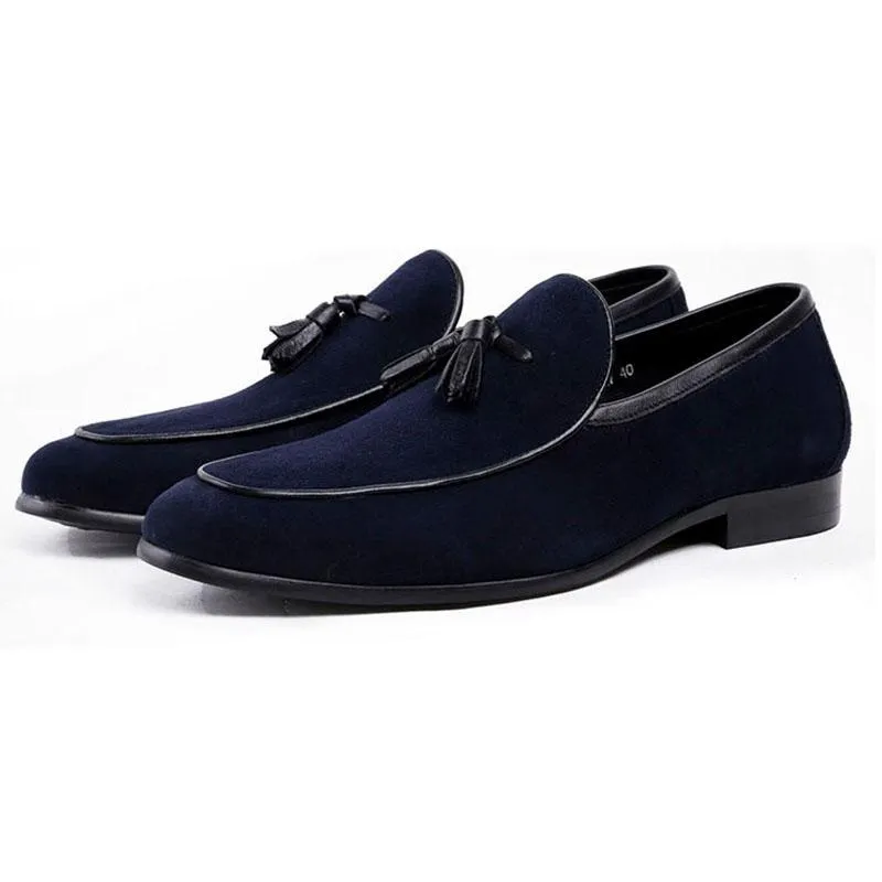 Suede Tasseled Semi Formal Style Business Men Loafers Shoe