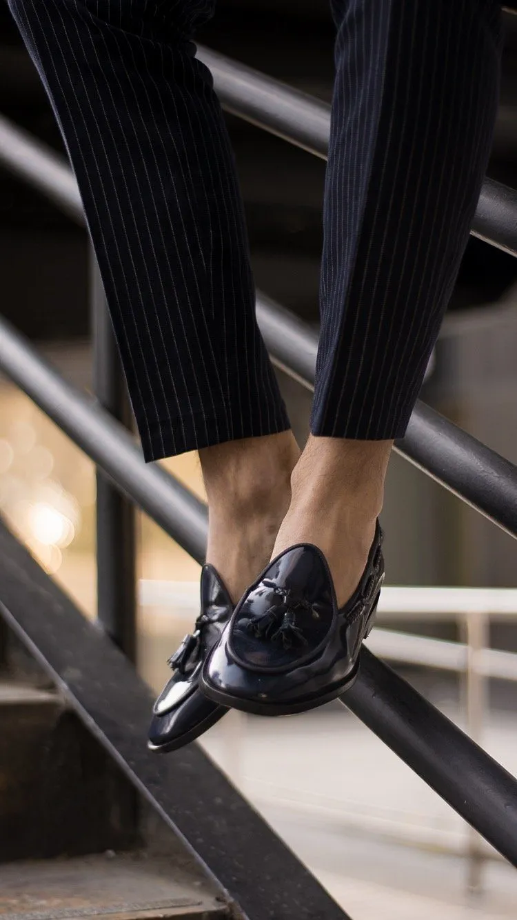 TANGERINE 8 BRUSHED NAVY BELGIAN LOAFERS