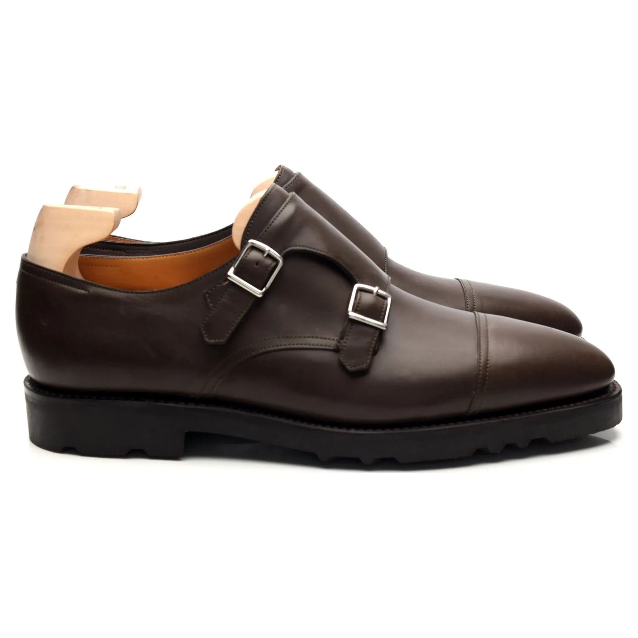 'William' Brown Leather Double Monk Strap UK 10 E