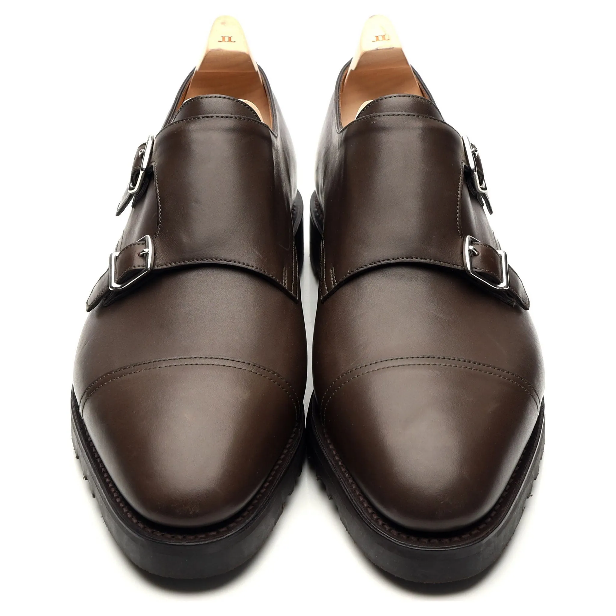 'William' Brown Leather Double Monk Strap UK 10 E