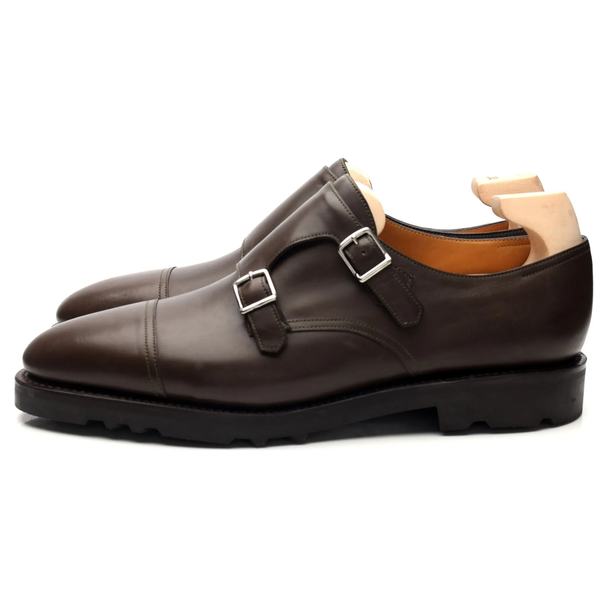 'William' Brown Leather Double Monk Strap UK 10 E