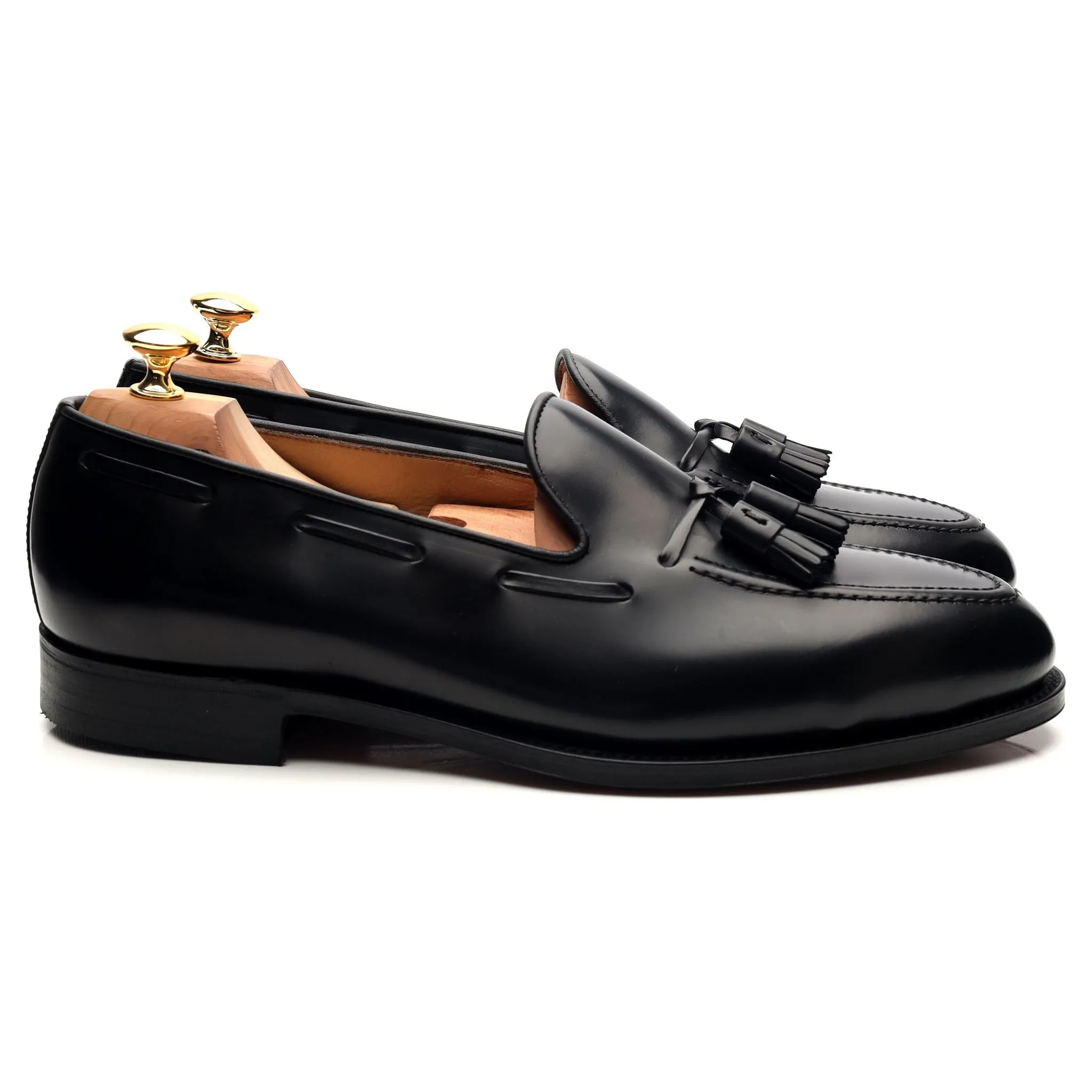 'Windsor' Black Leather Tassel Loafers UK 11 EX