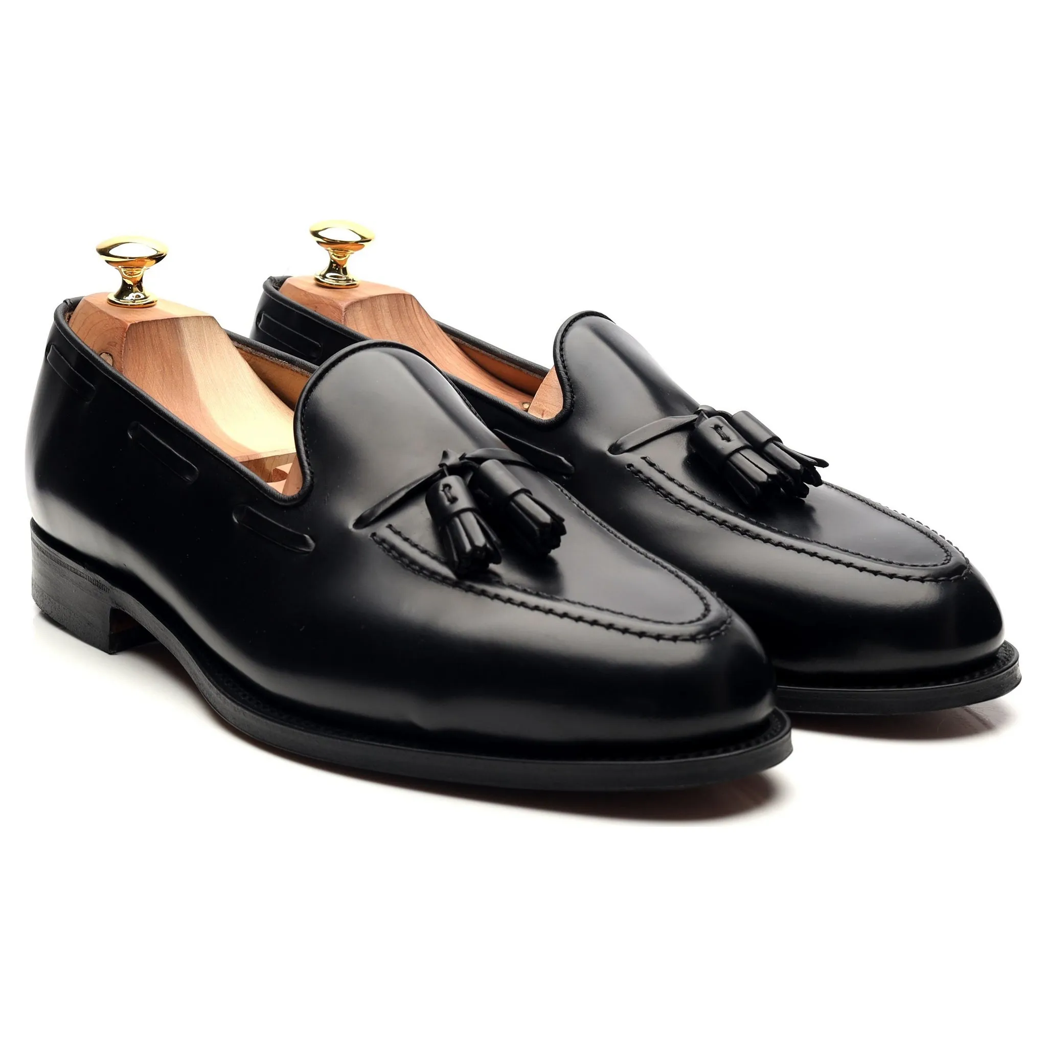 'Windsor' Black Leather Tassel Loafers UK 11 EX